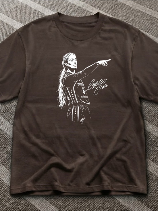 Gildan Tops - Gildan Graphic Brown T-Shirt with White Athlete Illustration